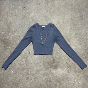 Blue knit long sleeve crop top 💙✨